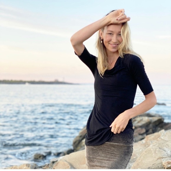 GRACE cowl neck half sleeve top Black Cloud S/M - Picture 3 of 8